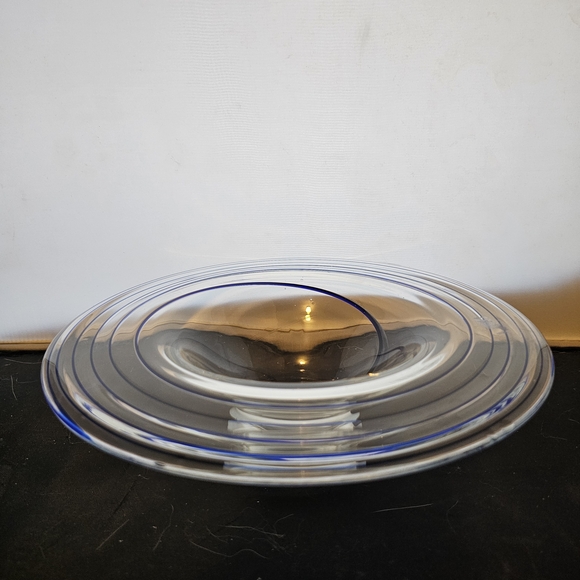 unique vintage art glass Other - Artisan Glass Plate with Blue Accents‎